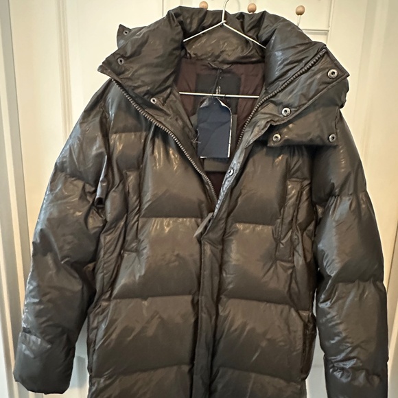 Glossy brown Rains puffer coat - Picture 7 of 9